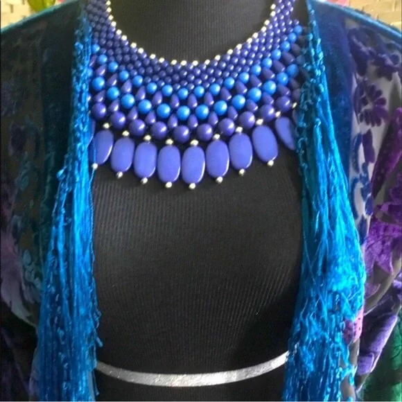 ๐See New Listing๐ ๐๐ธ Blue Statement Bib Necklace ๐ธ๐New๐๐ธ - Picture 9 of 11